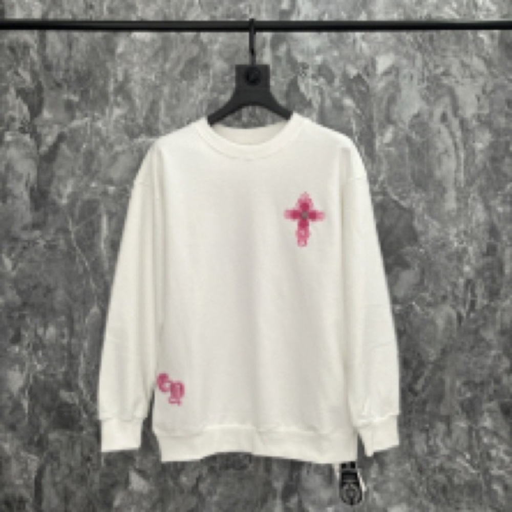 White Sweater with Pink Accents